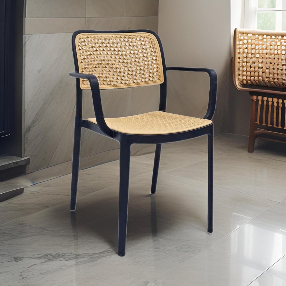 كرسي راتان بلاستيك فايبر عالي الجودة بيج و أسود