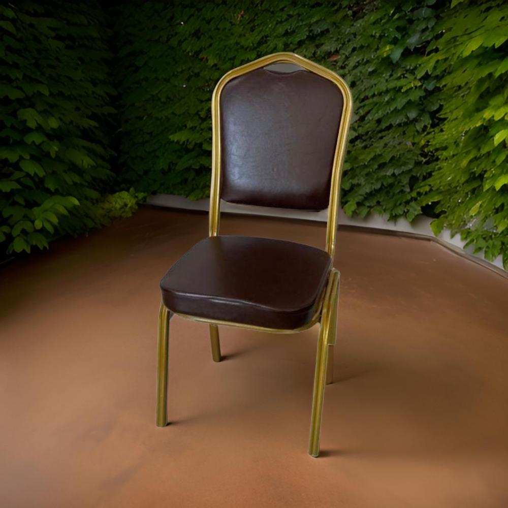 كرسي مناسبات جلد لون بني و ذهبي