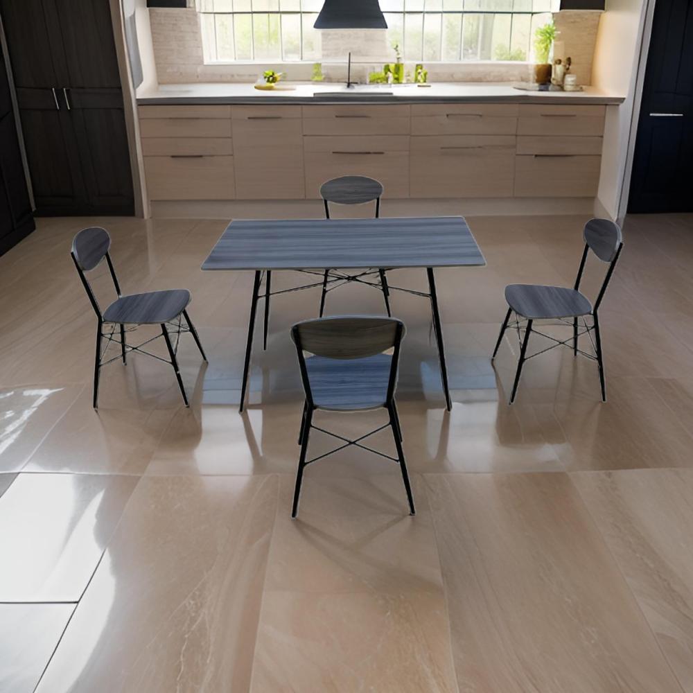 طاولة طعام خشب 4 كرسي لون رمادي