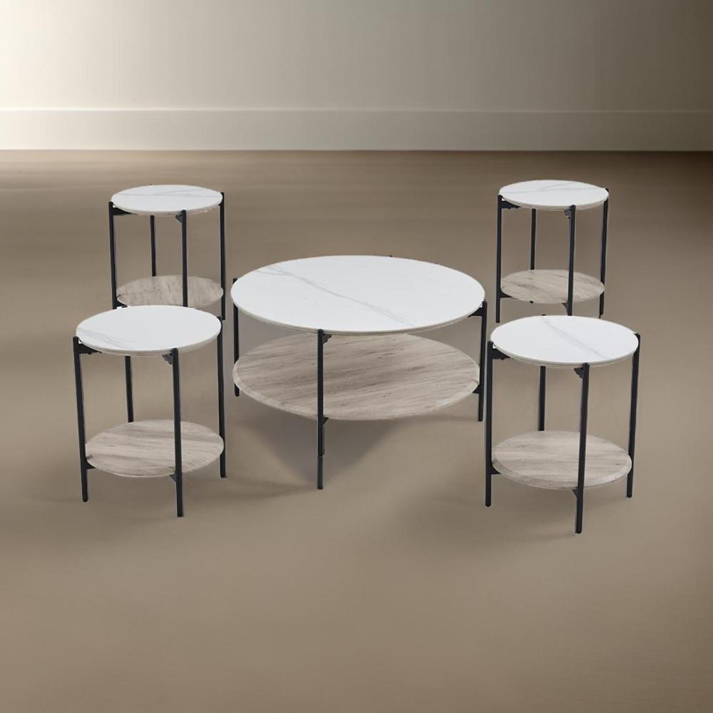 طقم خدمة سيراميك وخشب بيج فاتح