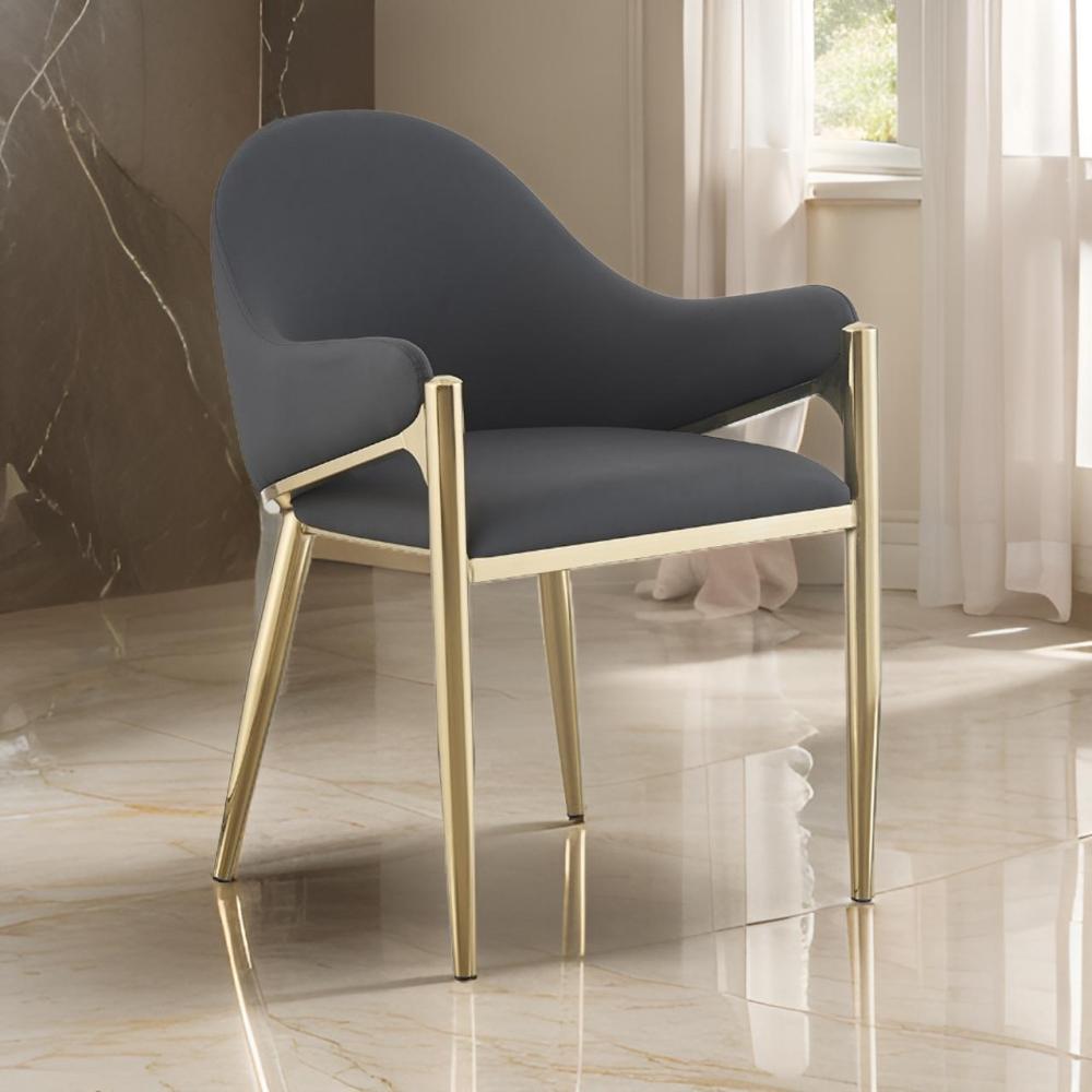 كرسي فخم ستيل ذهبي لون رمادي غامق