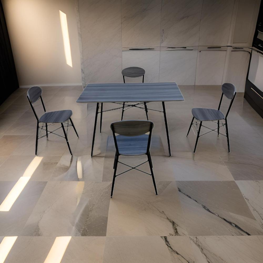 طاولة طعام خشب 4 كرسي لون رمادي