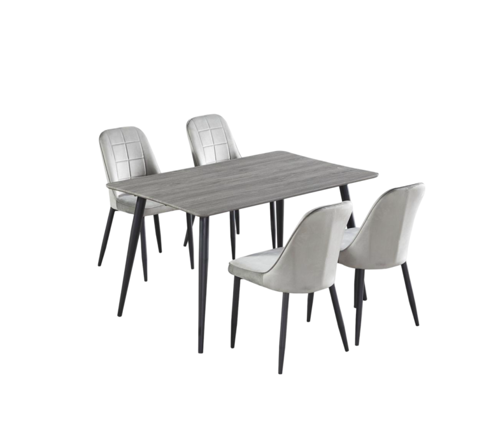 طاولة طعام خشب 4 كرسي لون رمادي