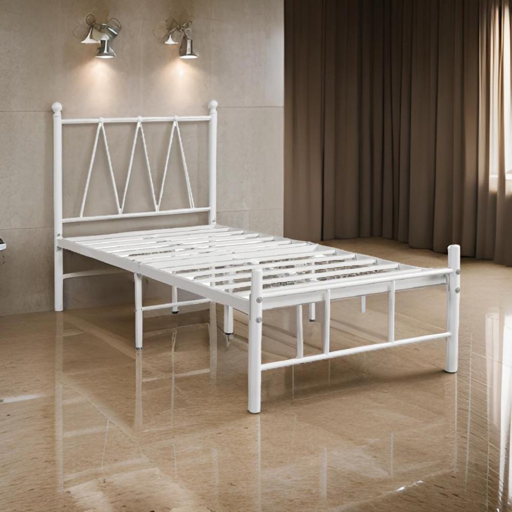 سرير حديد نفر لون أبيض مقاس 90*190