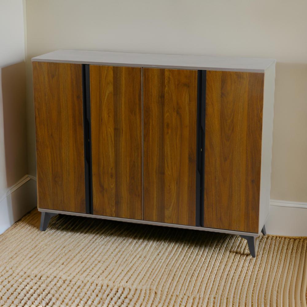 دولاب أحذية 4 باب مقاس كبير 120 سم لون بني و رمادي