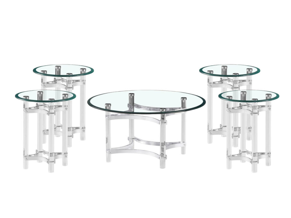 طقم خدمة ستيل أكريليك 5 قطع لون فضي