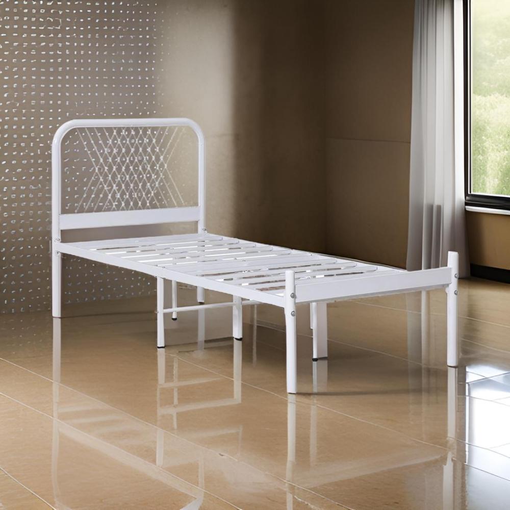 سرير حديد نفر لون أبيض مقاس 90*190