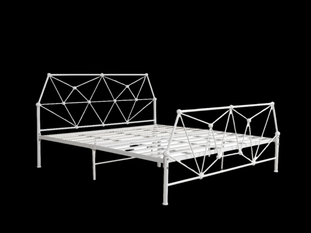 سرير حديد نفرين لون أبيض مقاس 180*200