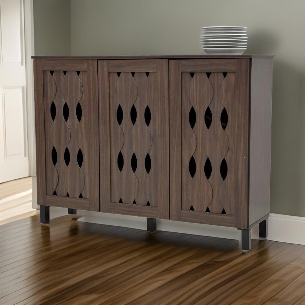 دولاب أحذية خشب 3 باب لون كوفي