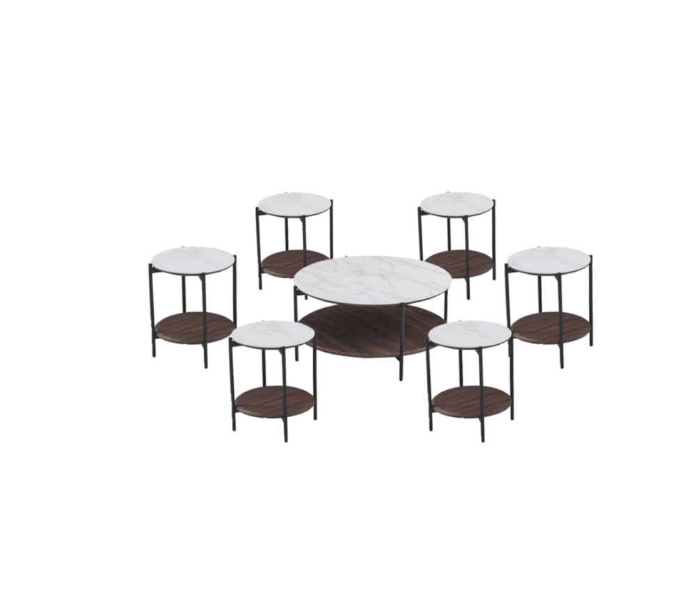 طقم خدمة سيراميك 7 قطع لون بني