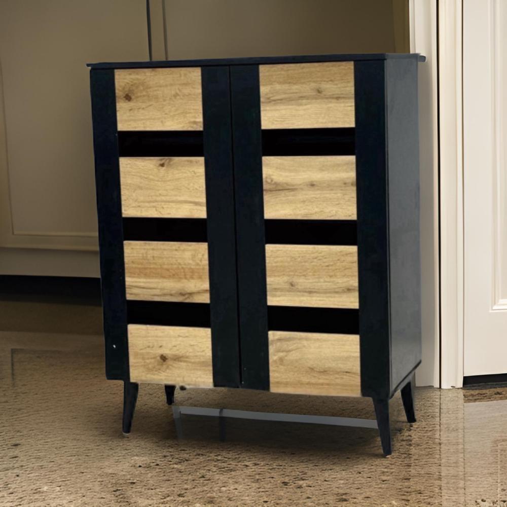 دولاب أحذية فخم 2باب لون خشبي وأسود