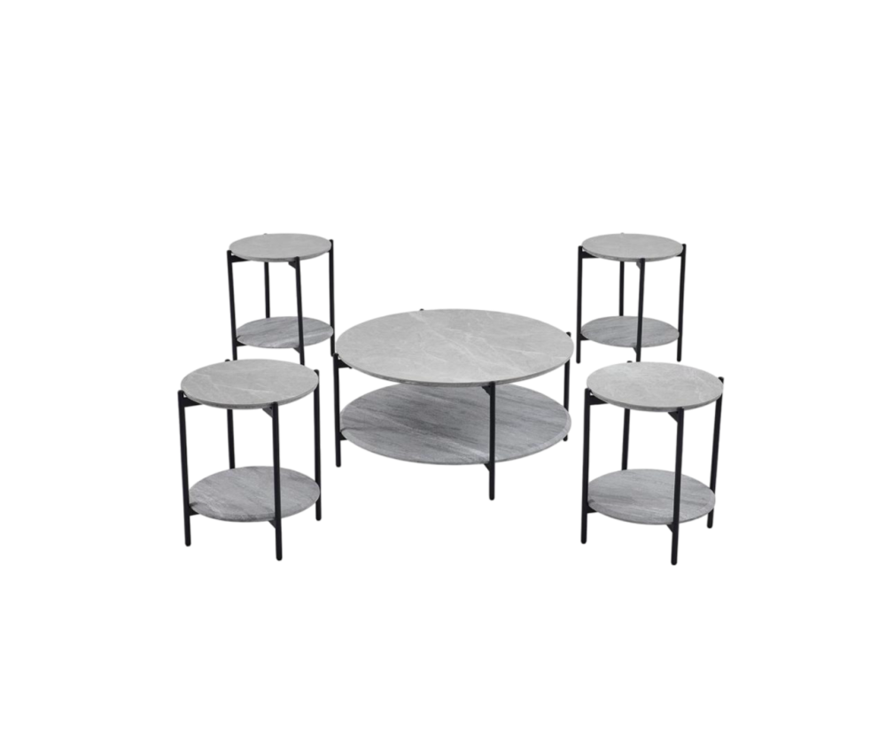 طقم خدمة سيراميك وخشب لون رمادي