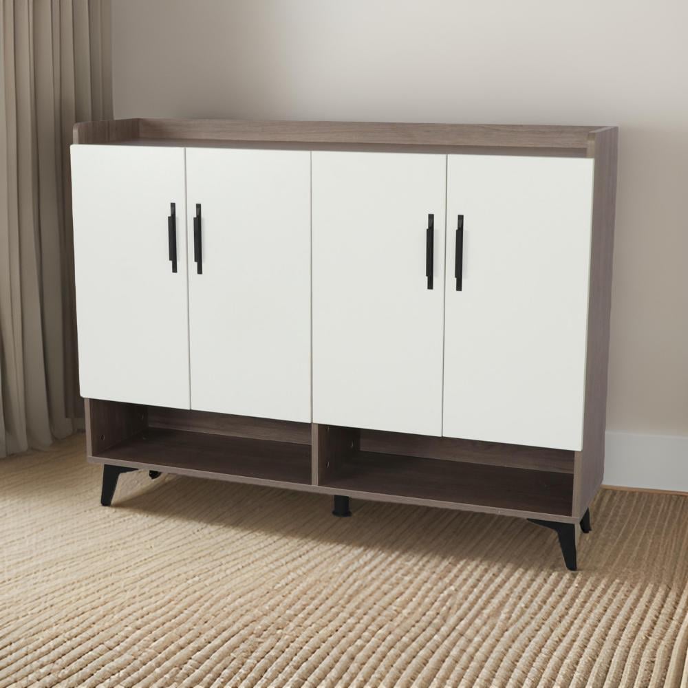 دولاب أحذية 4 باب مقاس 120 سم لون أبيض و بني