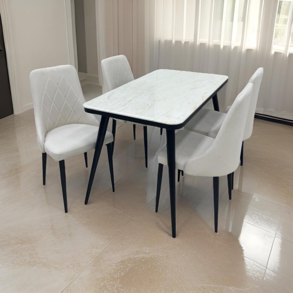 طاولة طعام رخام 4 كرسي لون بيج