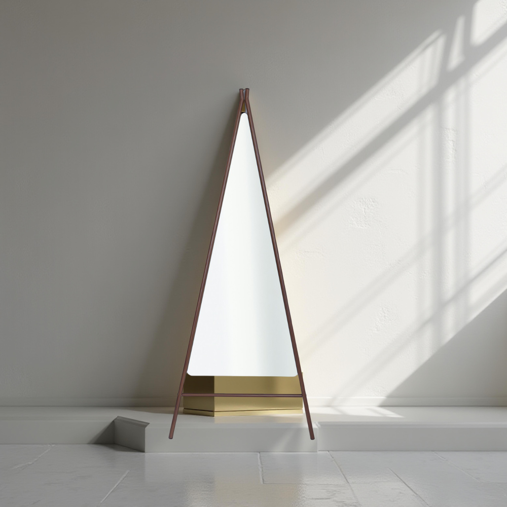 مرآة إستاند فاخرة إطار بني