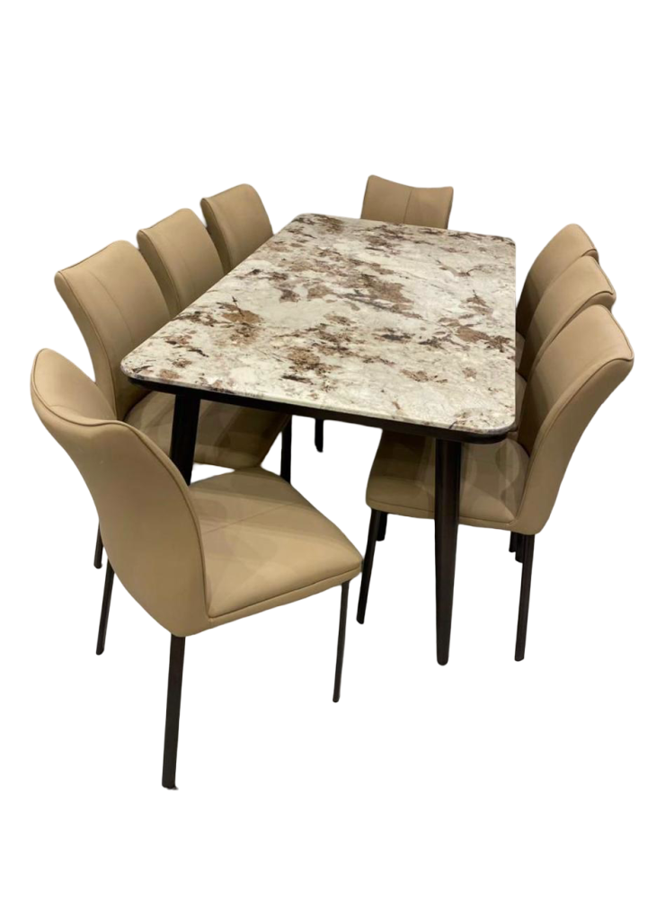 طاولة طعام رخام  8 كرسي جلد