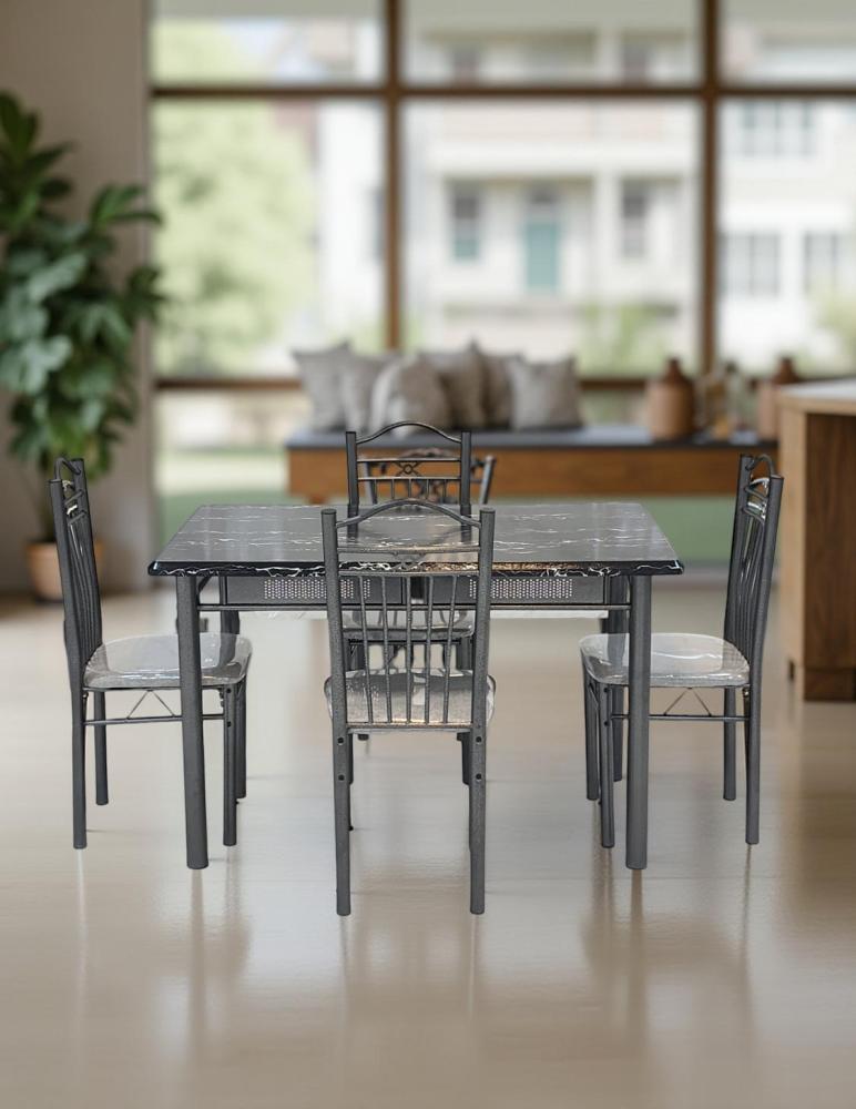 طاولة طعام 4 كرسي خشب ومعدن