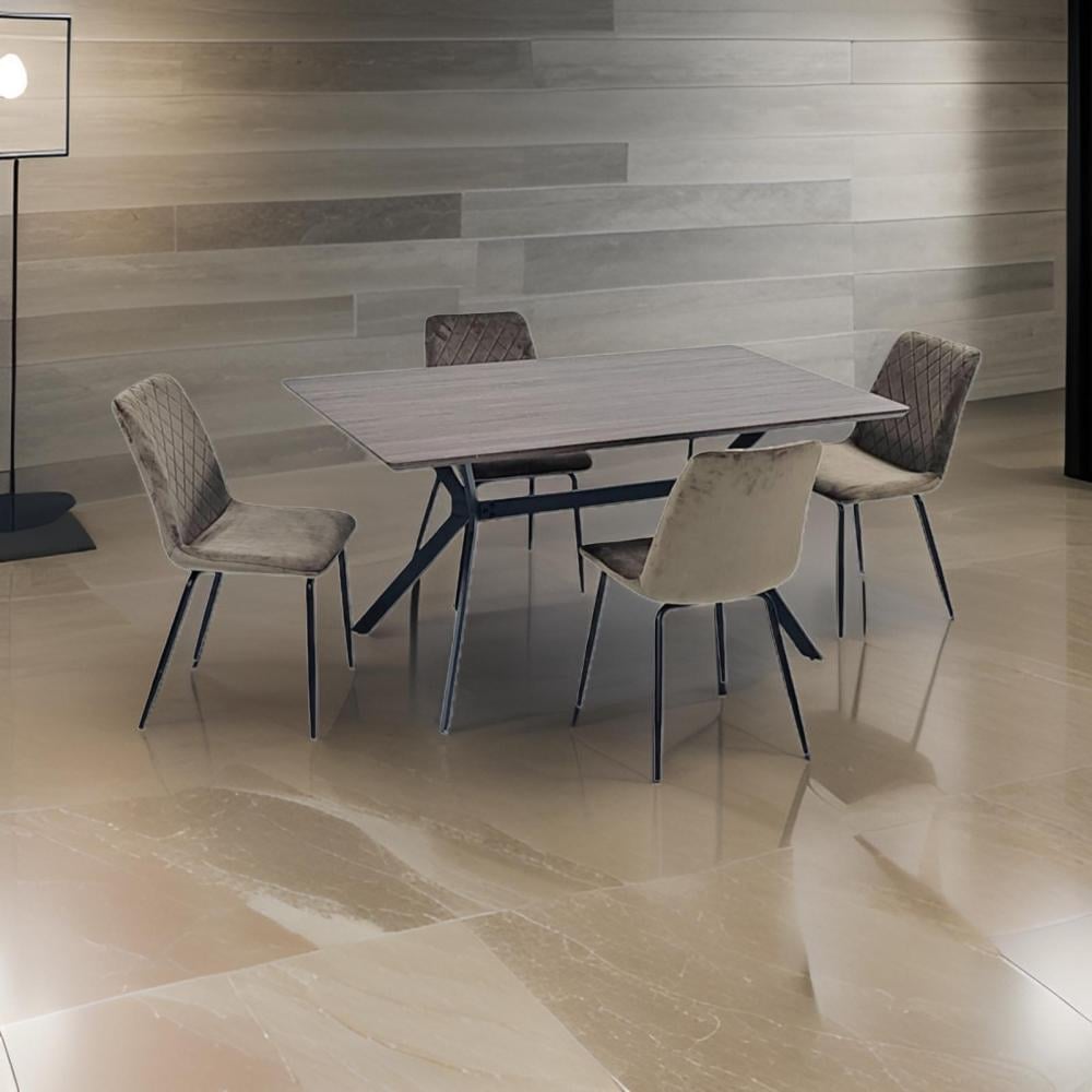 طاولة طعام خشب وحديد 4 كرسي