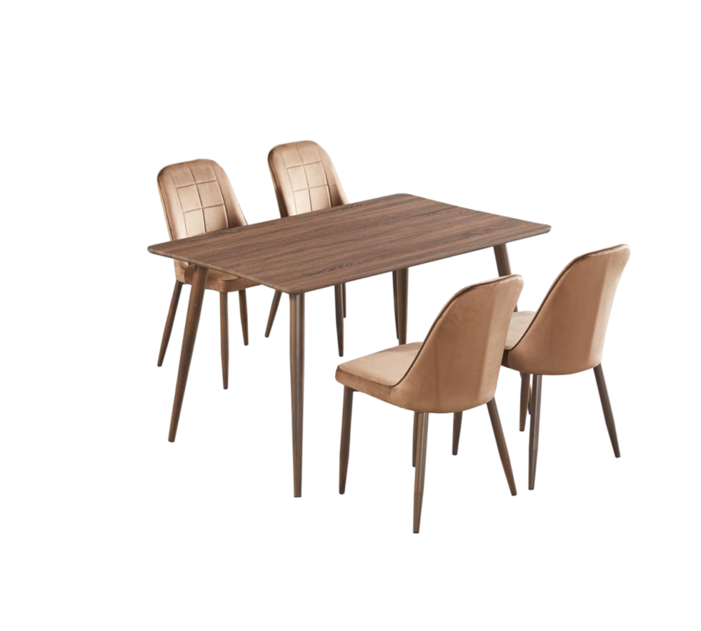 طاولة طعام خشب 4 كرسي لون بني