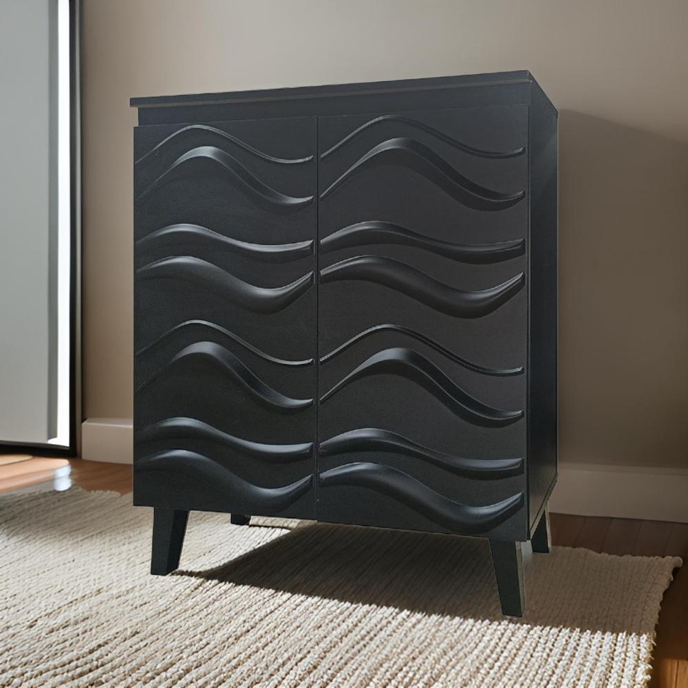 خزانة أحذية 2 باب تصميم فخم لون أسود