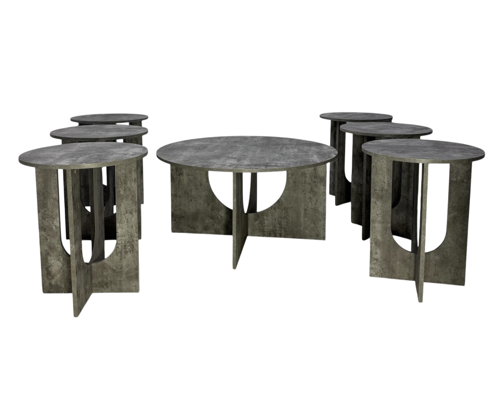 طقم طاولات خدمة راقي 7 قطع لون رمادي