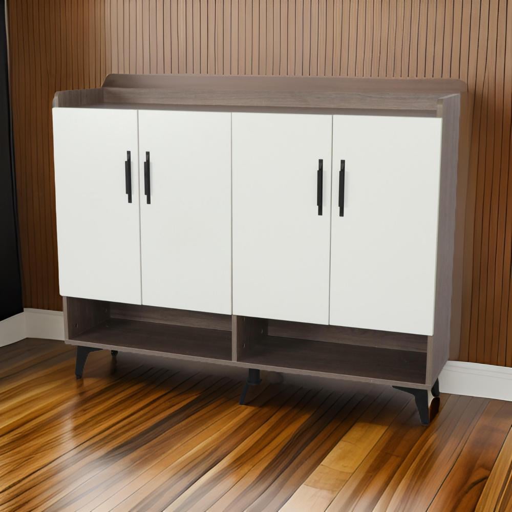 دولاب أحذية 4 باب مقاس 120 سم لون أبيض و بني