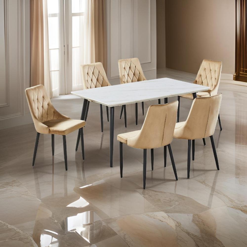 طاولة طعام  بديل رخام 6 كرسي