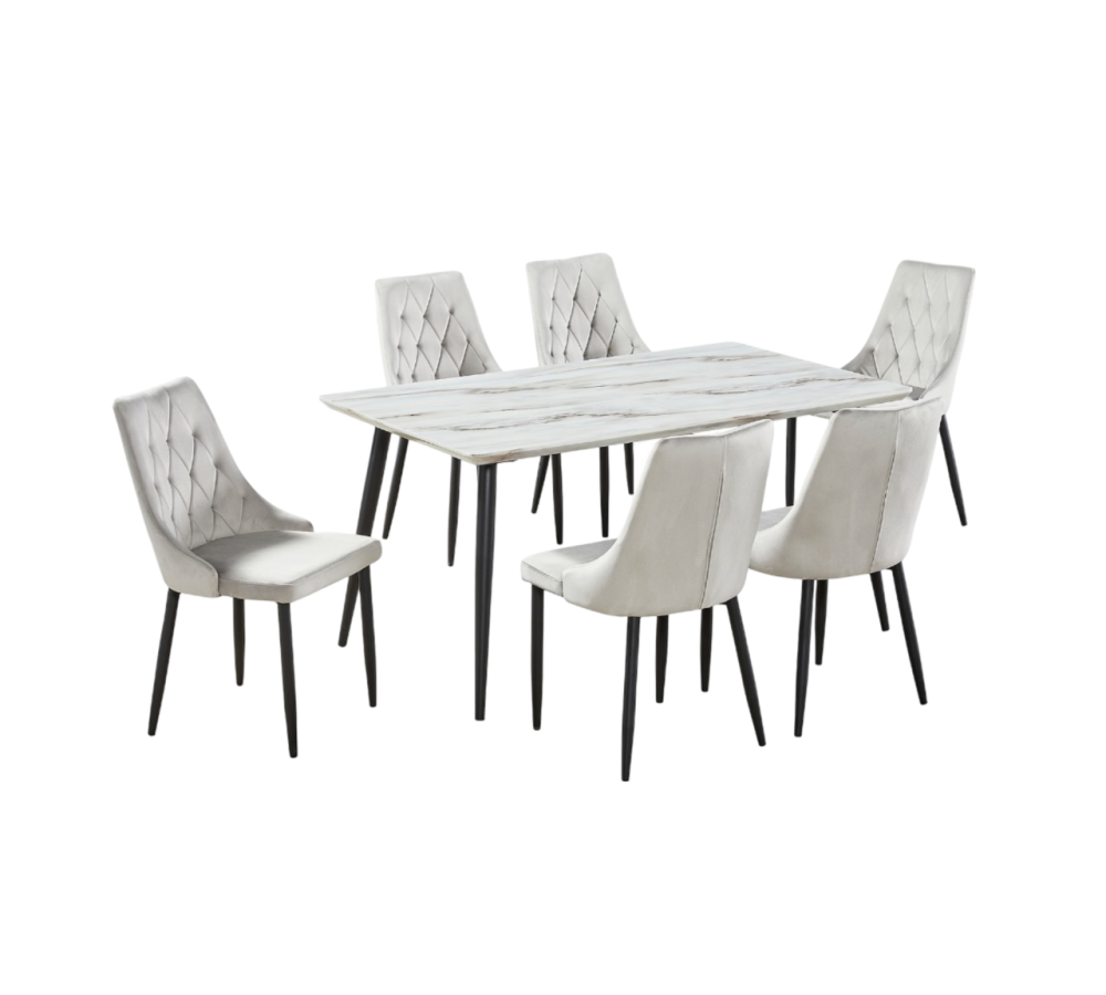 طاولة طعام  بديل رخام 6 كرسي