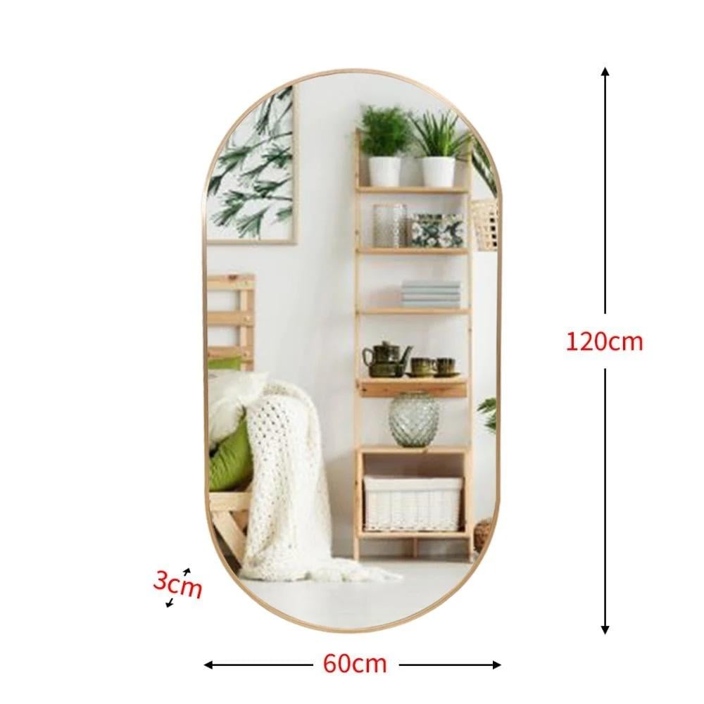 مرايا جدارية بيضاوي لون ذهبي 120*60