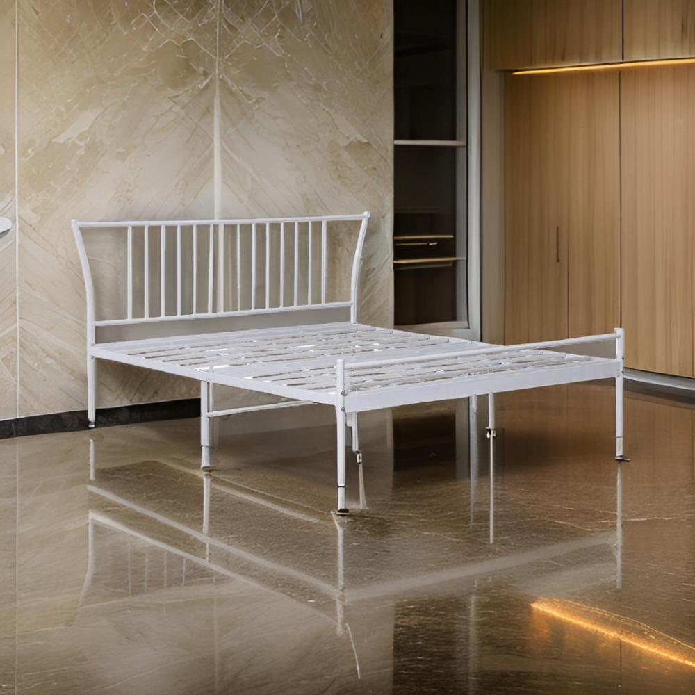 سرير حديد نفرين لون أبيض مقاس 180*200