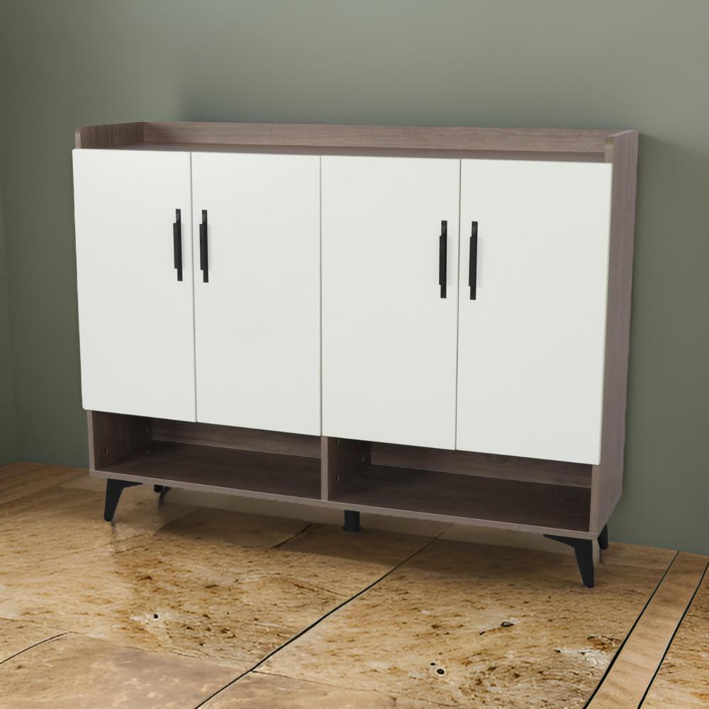 دولاب أحذية 4 باب مقاس 120 سم لون أبيض و بني