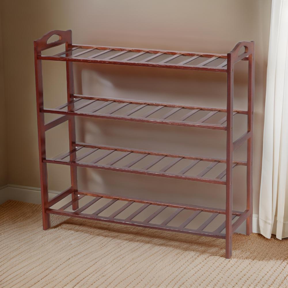 جزامة رفوف خشبية لون بني 4 رف