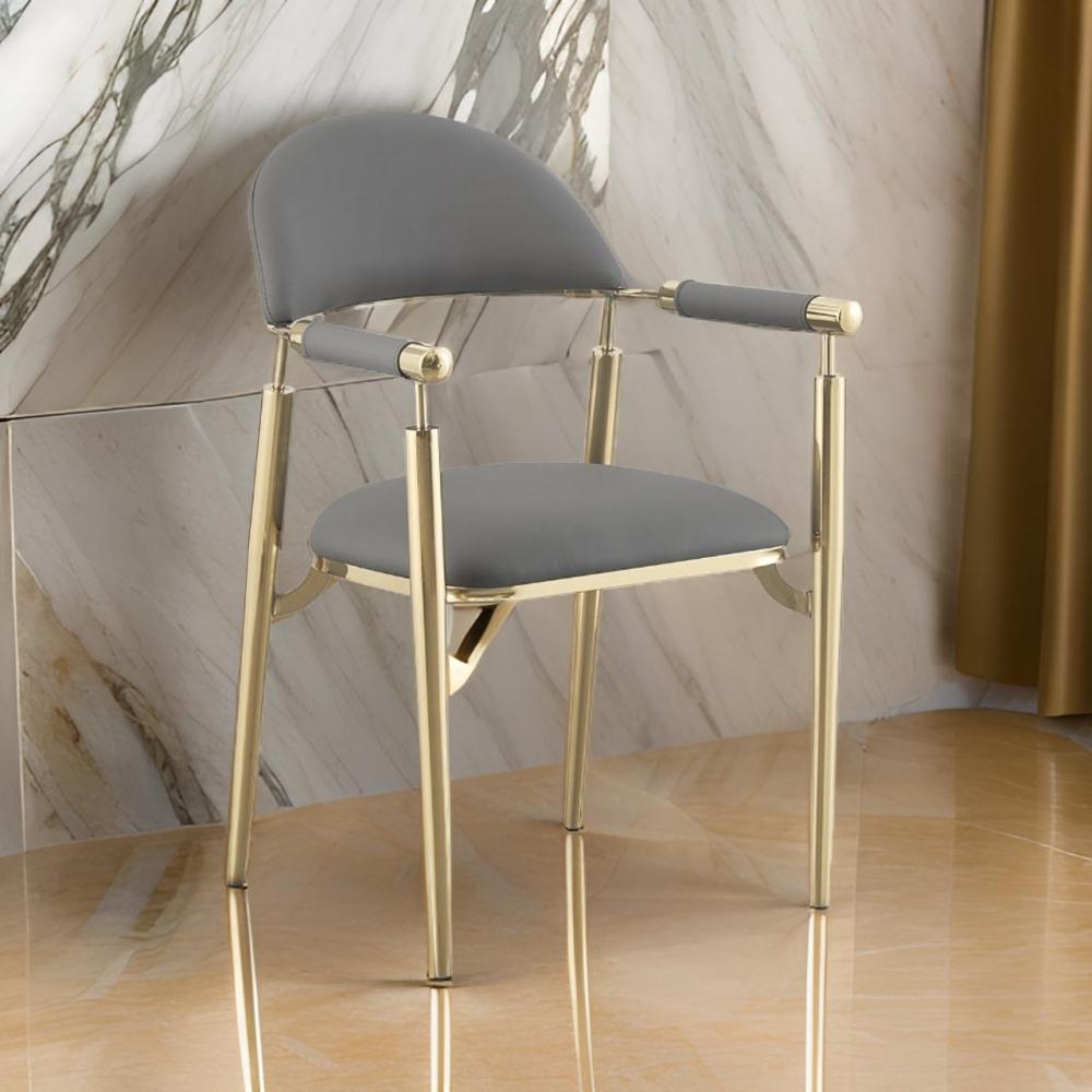 كرسي فخم ستيل ذهبي لون رمادي