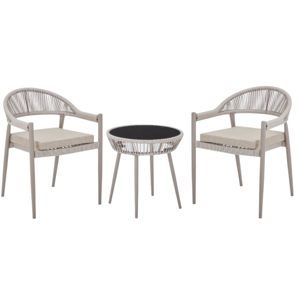 كرسيين وطاولة مودرن لون بيج