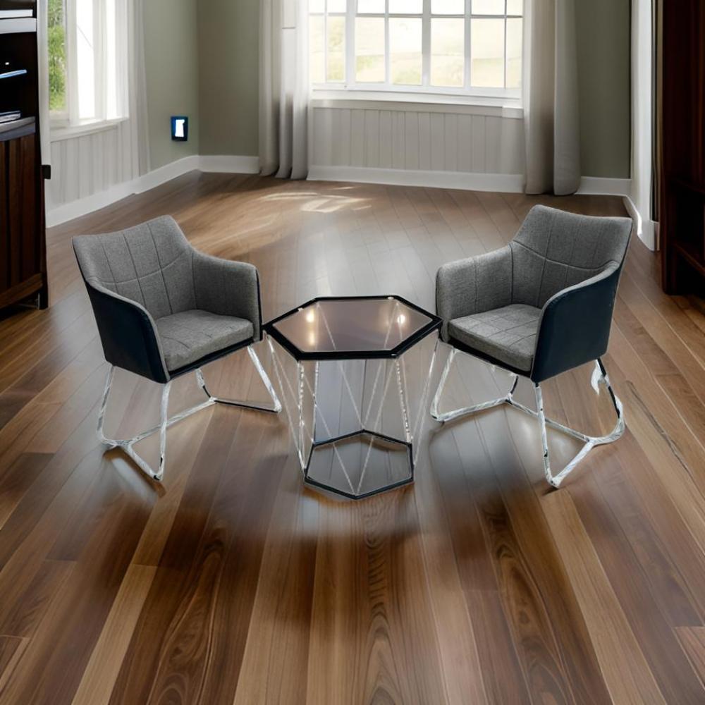 طقم 2 كرسي + طاولة لون رمادي*أسود