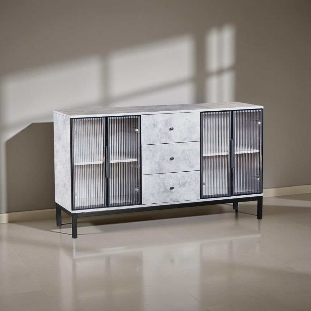 دولاب بوفيه مقاس 140 سم لون رمادي