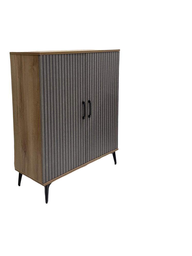 دولاب أحذية 2 باب لون رمادي و بني فاتح