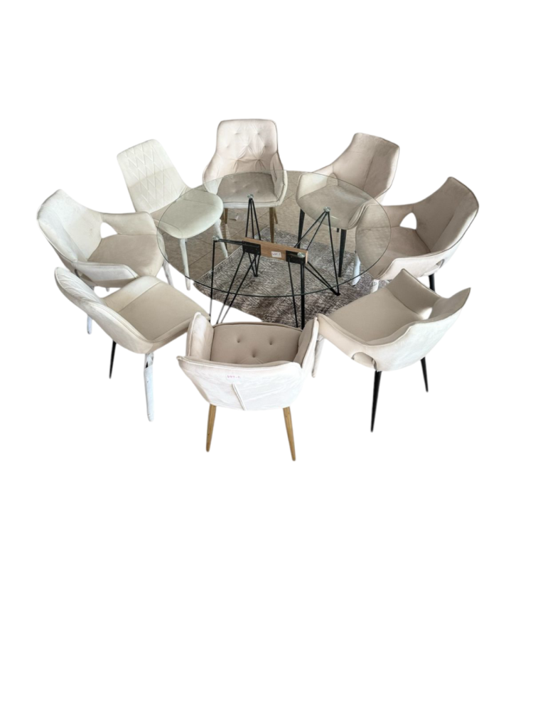 طاولة طعام مفرد زجاج بتصميم دائري