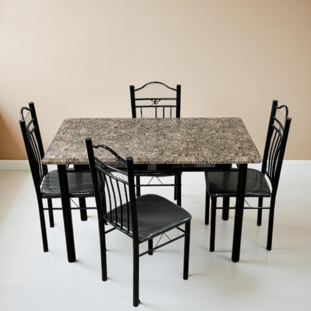 طاولة طعام 4 كرسي سطح خشب لون صخري