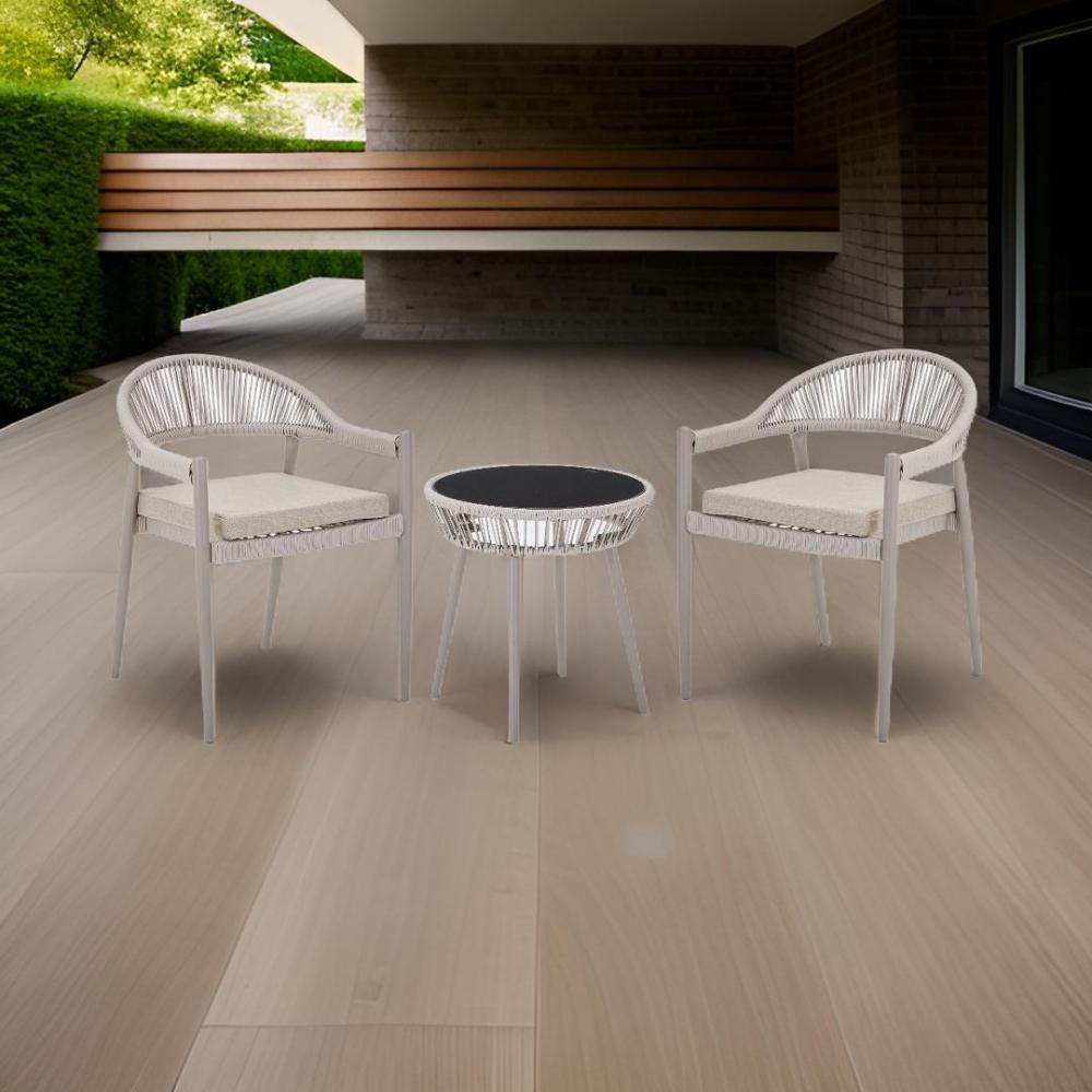 كرسيين وطاولة مودرن لون بيج