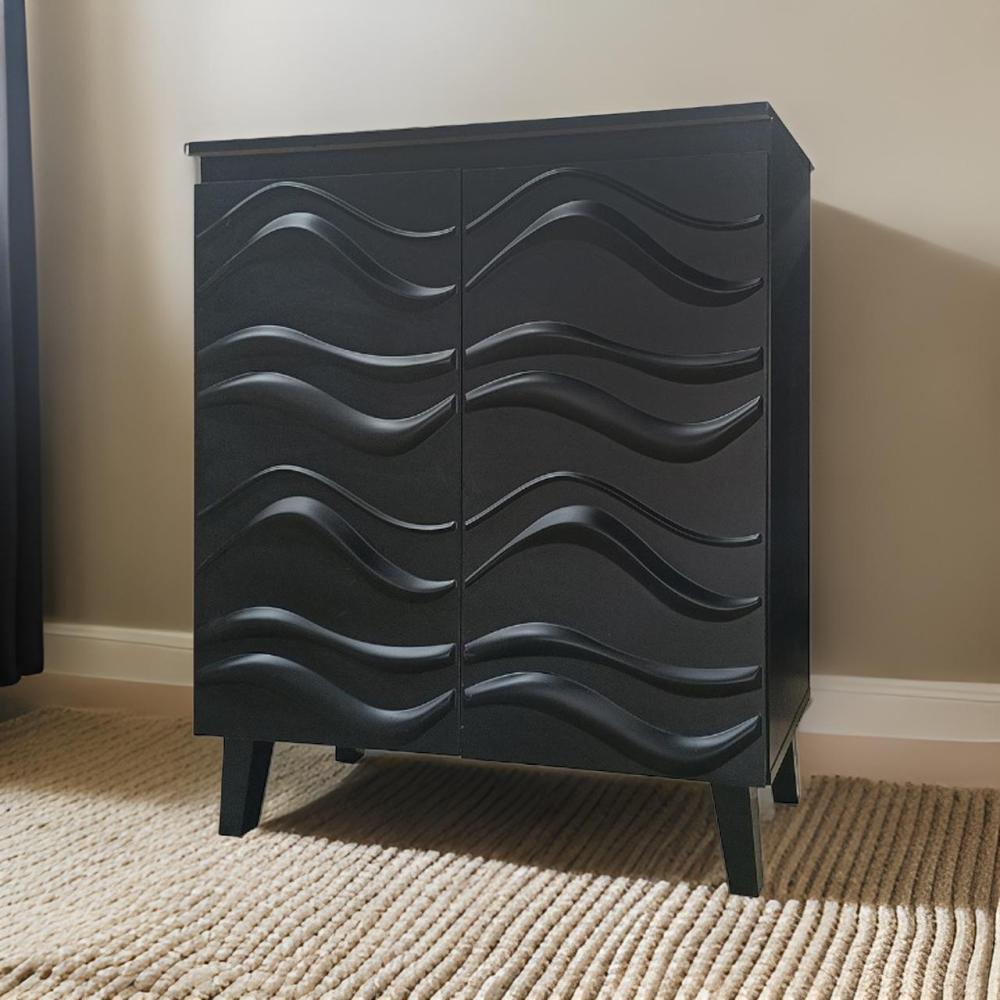 خزانة أحذية 2 باب تصميم فخم لون أسود