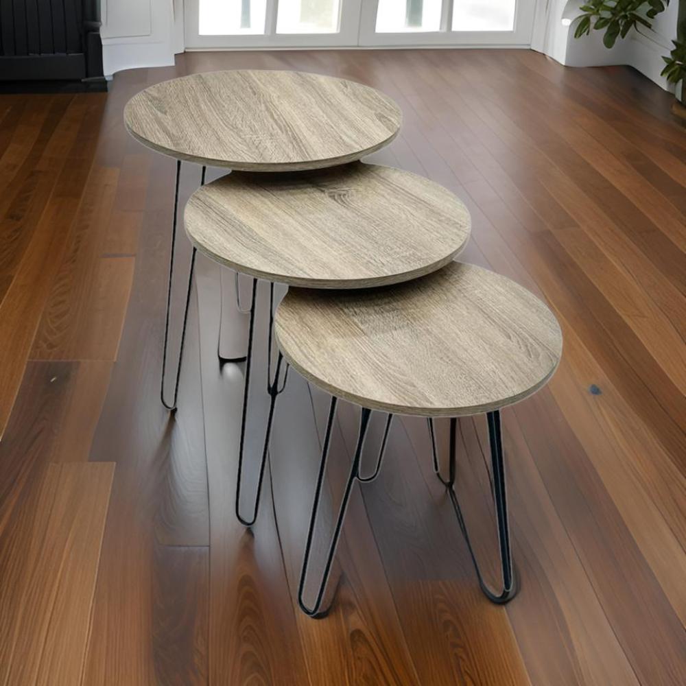 طقم طاولات خدمة ثلاثي متدرج لون بيج