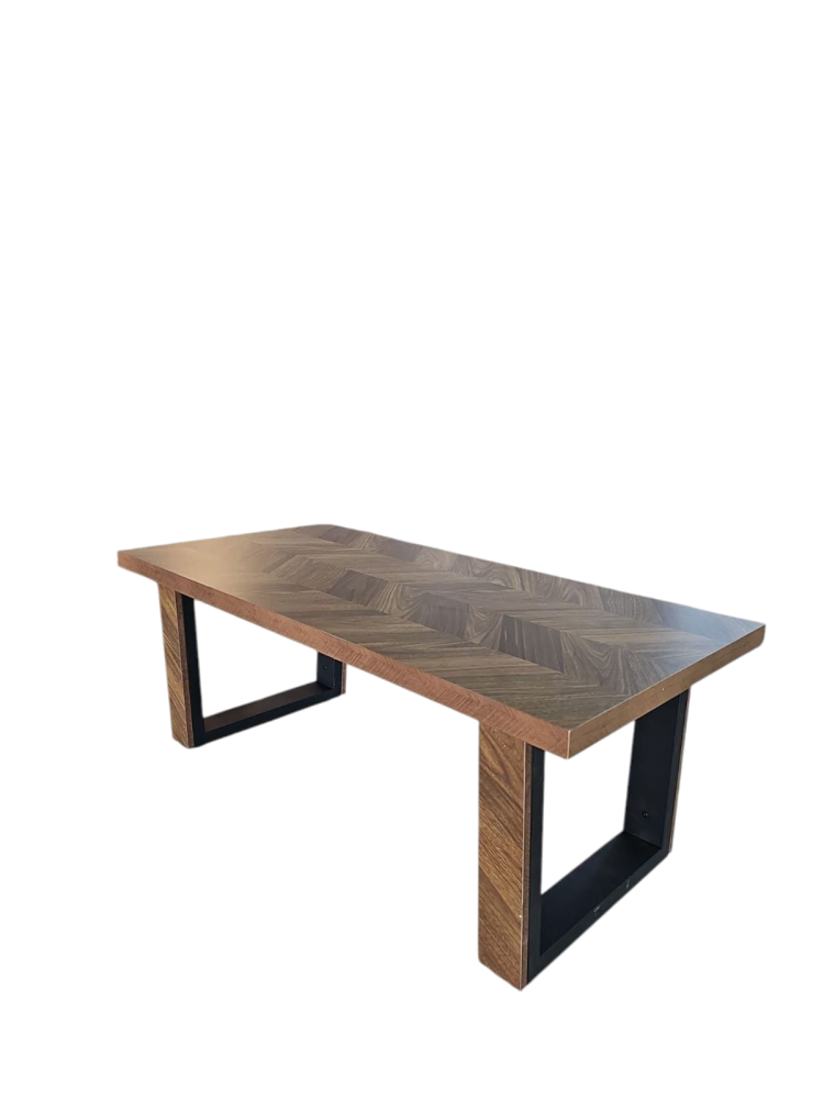 طاولة كنب خشب لون بني مخطط