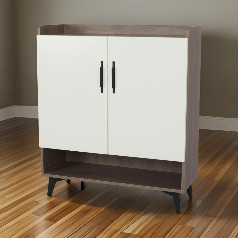 دولاب أحذية 2 باب مقاس 80 سم لون أبيض و بني