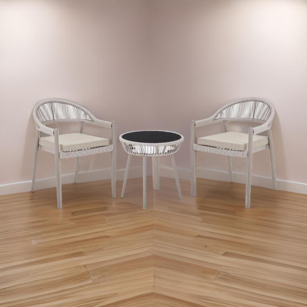 كرسيين وطاولة مودرن لون بيج