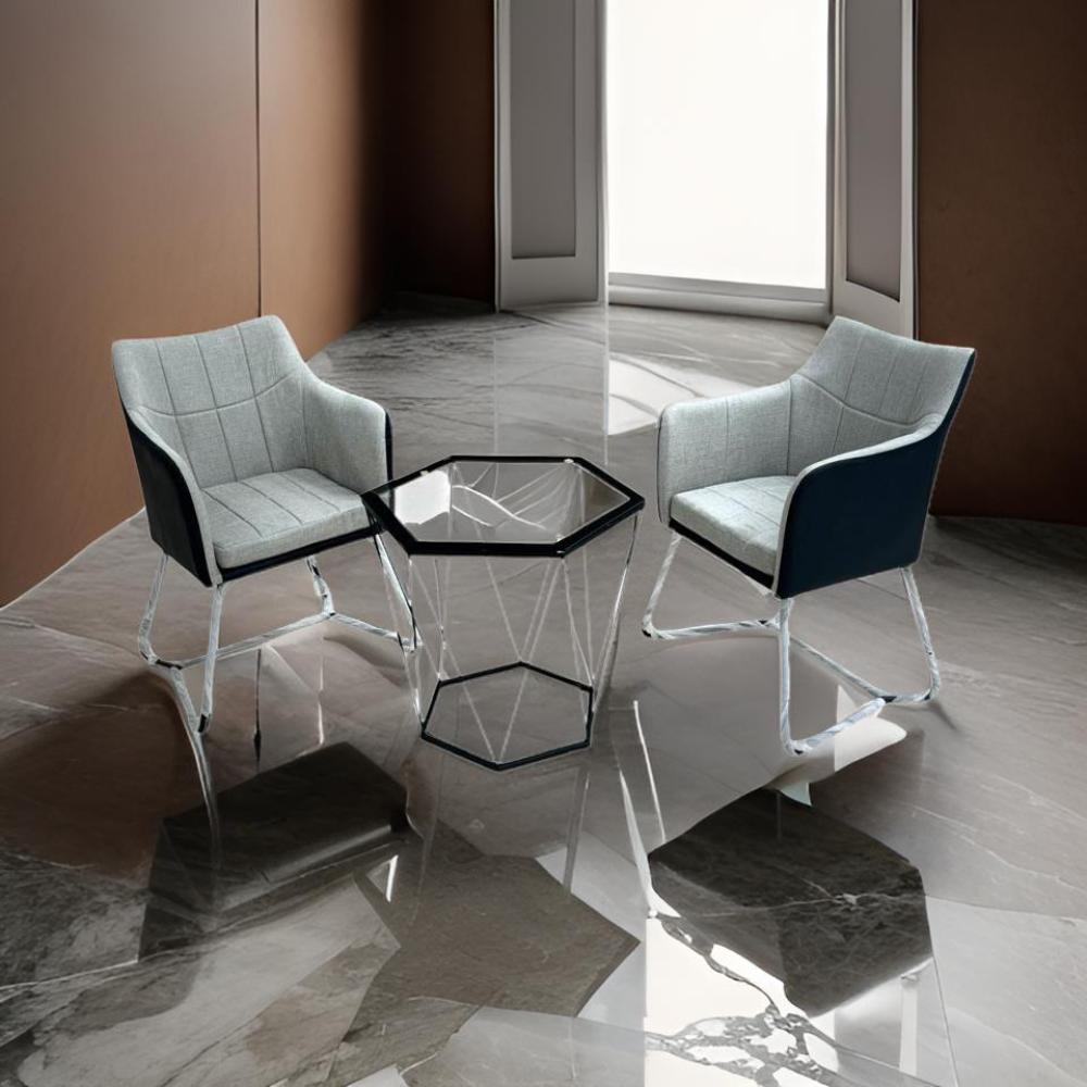 طقم 2 كرسي + طاولة لون رمادي فاتح*أسود