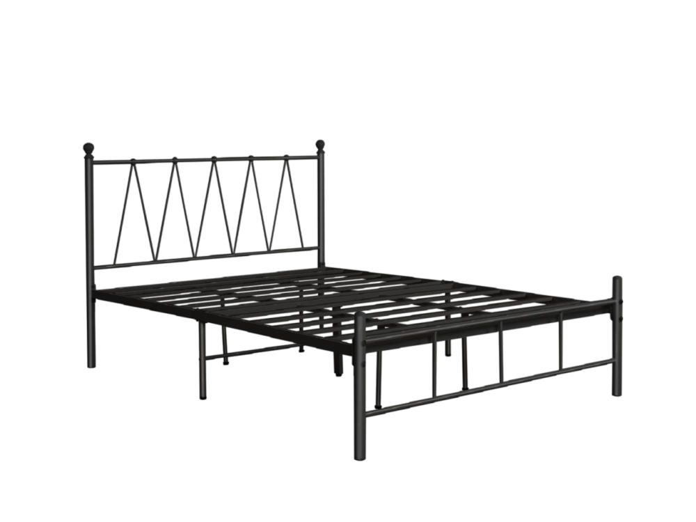 سرير حديد نفر ونص لون أسود مقاس 140*200