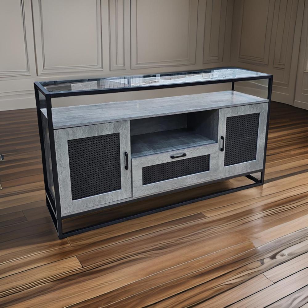 دولاب بوفيه مقاس 140 لون رمادي