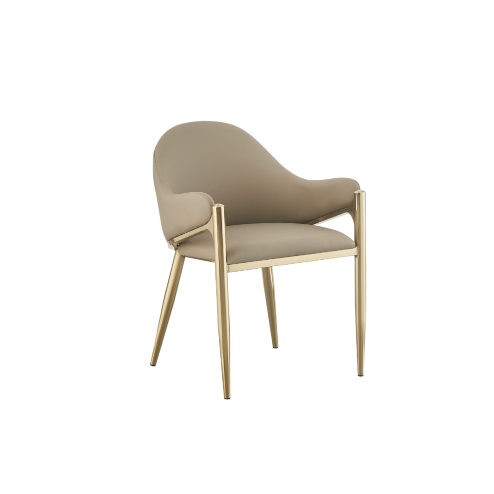 كرسي فخم ستيل ذهبي لون بيج