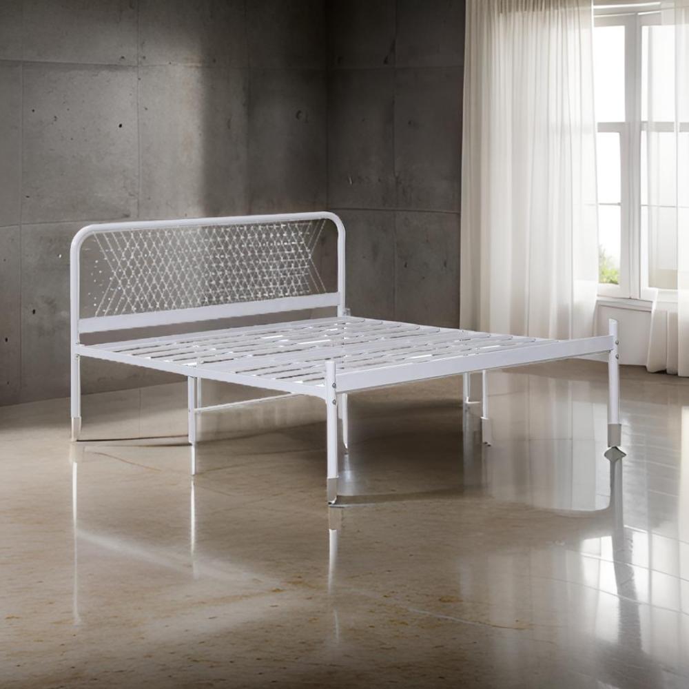 سرير حديد نفرين لون أبيض مقاس 180*200